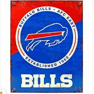 Buffalo Bills Tin Sign 16x12.5 Inch NFL Metal Distressed Look Sign